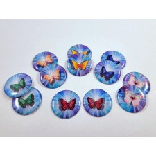 Blue Butterfly - One Inch Round epoxy Cab Set of 12