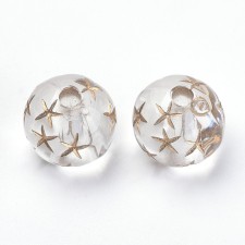 Metal Enlaced Round Acrylic Beads, 8mm, Hole: 1.5mm 50pcs