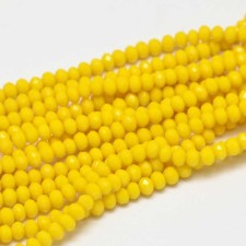 3.5x2.5mm Crystal Faceted Round Beads - Opaque Yellow 13" Strand 140pc