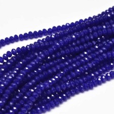 3x2mm Crystal Faceted Round Beads - Dark Blue - 13" Strand 