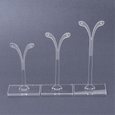 3pc Set Acrylic Earring Display Stands In Clear. 12cm, 10cm, and 8cm Tall