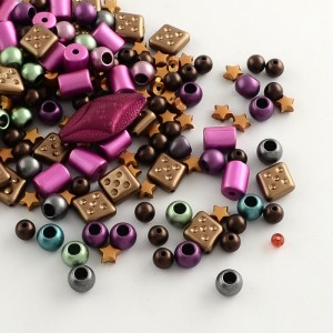 Soorted Mixed Shapes Acrylic Beads 50 grams Pink Gold