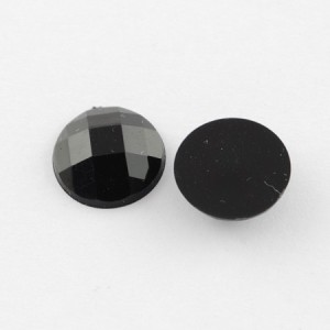 10pc  Jet Black Faceted Round Acrylic Gem 25mm