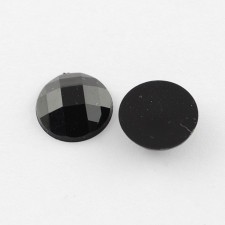 Jet Black Faceted Round Acrylic Gem 25mm (1 inch) - 6pcs