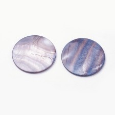 2pcs Large Freshwater Shell Cabochons Black Purple 40mm x2.5mm