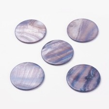 2pcs Large Freshwater Shell Cabochons Black Purple 40mm x2.5mm