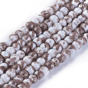 4mm Speckle Painted Glass Beads 32" Strand - Brown