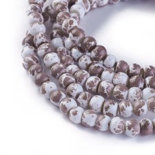 4mm Speckle Painted Glass Beads 32" Strand - Brown