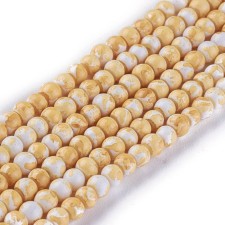 4mm Speckle Painted Glass Beads 32" Strand - Gold