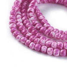 4mm Speckle Painted Glass Beads 32" Strand - Medium Violet 