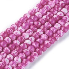 4mm Speckle Painted Glass Beads 32" Strand - Medium Violet 