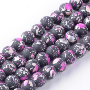 Speckeld Glass 6mm Round - Orchid - 31 Inch Strand about 133pc