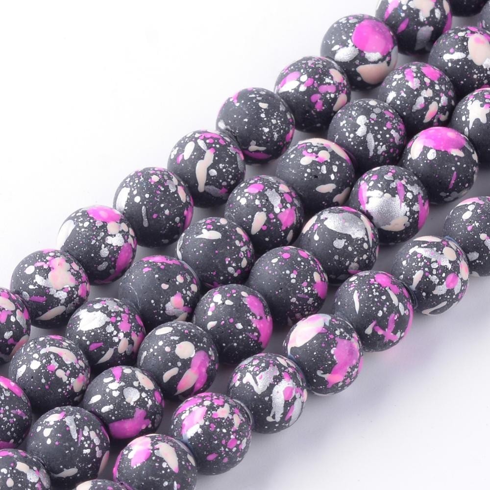 Speckeld Glass 6mm Round - Orchid - 31 Inch Strand about 133pc Speckeld Glass 6mm Round - Orchid - 31 Inch Strand about 133pc