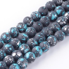 Speckled Glass 6mm Round - Light Sky Blue - 31 Inch Strand about 133pc