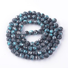 Speckled Glass 6mm Round - Light Sky Blue - 31 Inch Strand about 133pc