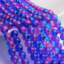 8mm Transparent Glass Round - Blue Magenta 31" Strand 