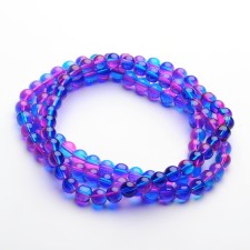 8mm Transparent Glass Round - Blue Magenta 31" Strand 