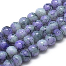 6mm Round Speckled Glass Glass - Medium Slate Blue - 32 Inch Strand about 145pc