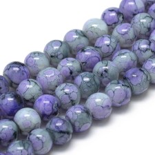 Marble Look 6mm Round Glass - Medium Slate Blue - 32 Inch Strand about 145pc