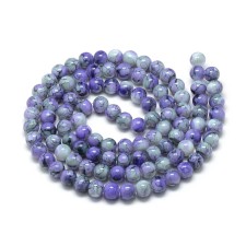 Marble Look 6mm Round Glass - Medium Slate Blue - 32 Inch Strand about 145pc