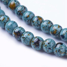 Marble Look 4mm Round Glass Cadet Blue 32 Inch Strand about 217pc