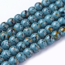 4mm Round Glass Marble Look  Cadet Blue 32 Inch Strand about 217pc