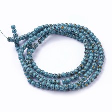 Marble Look 4mm Round Glass Cadet Blue 32 Inch Strand about 217pc