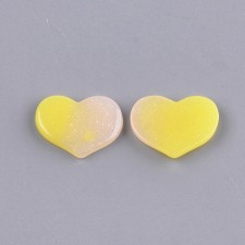 4pc Resin Cabochon Heart Peach Gradient Glitter 19x15mm