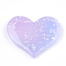 4pc Resin Cabochon Heart Blue Purple Gradient Glitter 35x30mm