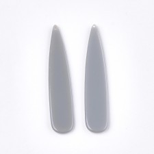 2pc  - Big Teardrop Resin Cabochon Flatback  Pendants, 55x11mm - Grey
