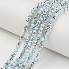 6x5mm Faceted Rondelle Beads Silver Pale Turquoise 17" Strand 92-95pcs 