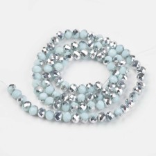 6X5mm Faceted Rondelle Beads - Half Silver Pale Turquoise 17" Strand 92pcs Aprox 