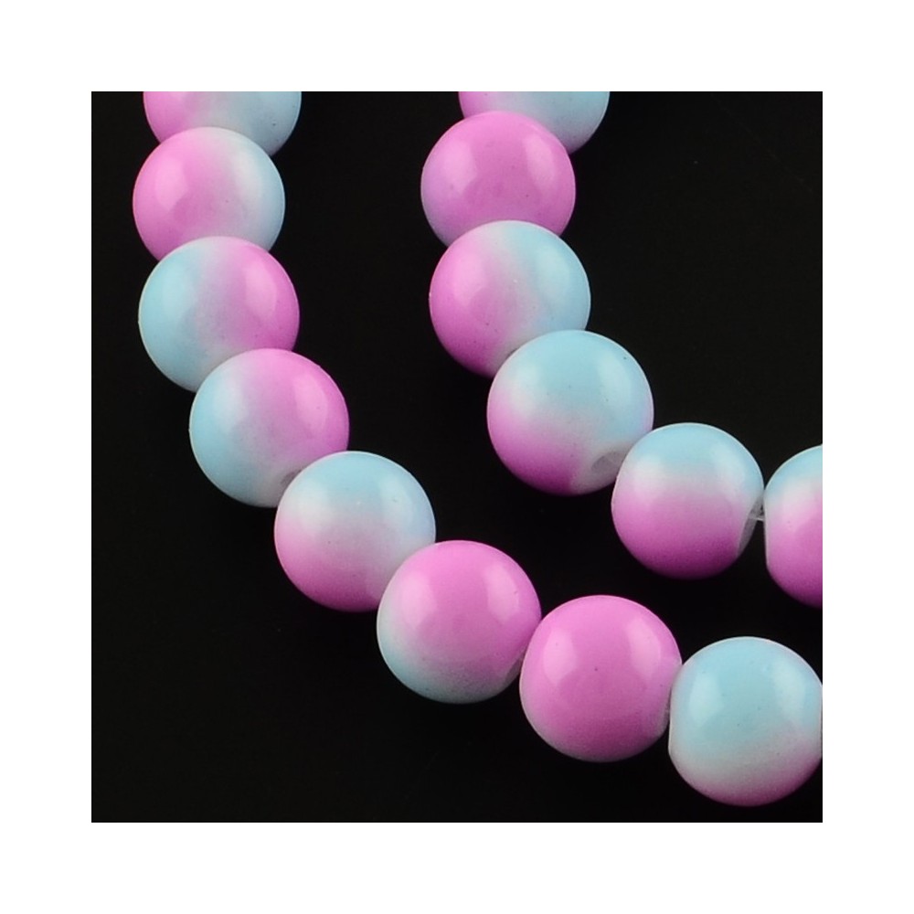 6mm Round Glass - Pink & Blue Gradient - 32 Inch Strand about 138pc 6mm Round Glass - Pink & Blue Gradient - 32 Inch Strand about 138pc