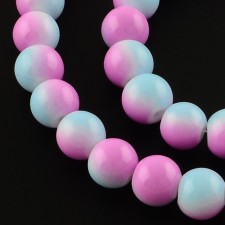 6mm Round Glass - Pink & Blue Gradient - 32 Inch Strand about 138pc
