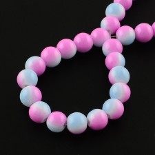 6mm Round Glass - Pink & Blue Gradient - 32 Inch Strand about 138pc