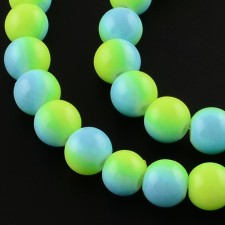 6mm Round Glass - Green & Blue Gradient - 32 Inch Strand about 138pc