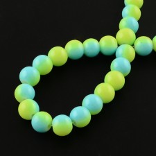 6mm Round Glass - Green & Blue Gradient - 32 Inch Strand about 138pc