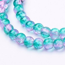 4mm Transparent Crakle Glass Round - Blue Pink - 31" Strand 