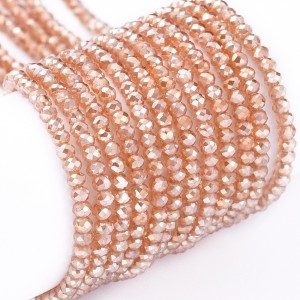 Electroplate Glass Beads Strands, Full Plated, Faceted, Rondelle - Sandy Brown - 14" Strand 2x1.5mm