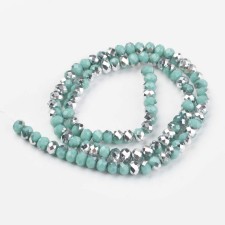 6X5mm Faceted Rondelle Beads Silver Lt. Sea Green 17" Strand 92-95pcs 