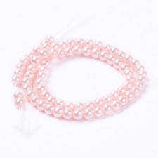 5mm Round Glass Pearl Imitation Beads 31" Strand - Light Pink