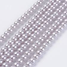 5mm Round Glass Pearl Imitation Beads 31" Strand - Lavender