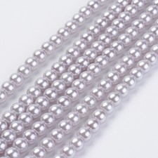 5mm Round Glass Pearl Imitation Beads 31" Strand - Lavender