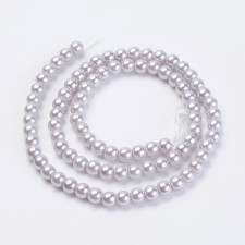 5mm Round Glass Pearl Imitation Beads 31" Strand - Lavender