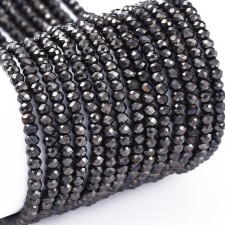 2x1.5mm Rondelle Faceted Electroplate Glass Beads Strands, Full Plated, Gunmetal 14" Strand