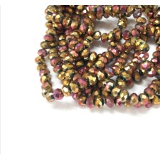 Rondelle Electroplate Glass Beads Strands, Full Plated, Faceted, Rose Gold 19" Strand 4x3mm