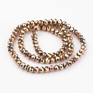 Rondelle Electroplate Glass Beads Full Plated Faceted, Rose Gold 19" Strand 6x4mm