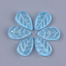 Transparent Glass Leaf Beads in Light Blue - 18x11mm Pack of 25