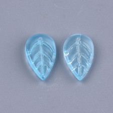 Transparent Glass Leaf Beads - Light Blue - 18x11m about 25pcs