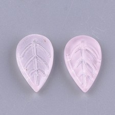 Transparent Glass Leaf Beads - Pink - 18x11m about 25pcs